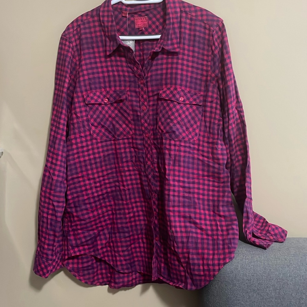 Guess checkered button up shirt